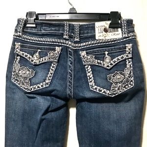 LA Idol Rose rhinestone skinny jeans